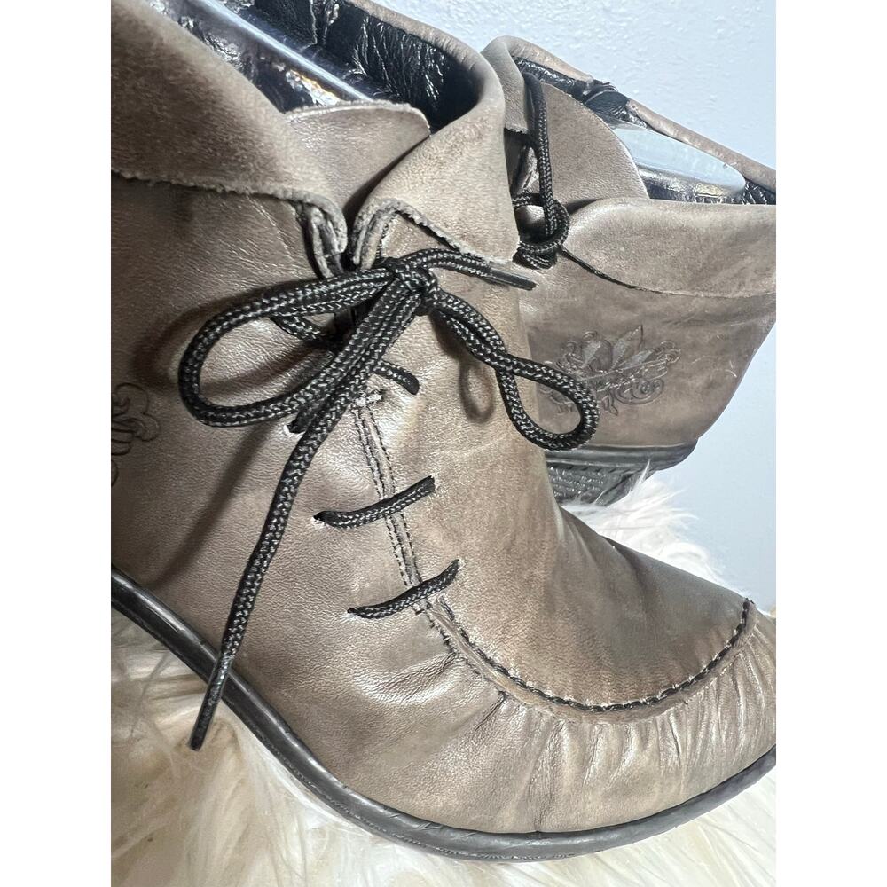 Rieker Rebecca Bootie Sz 41 9.5 Leather Low Heel Ankle Boot Western Whimsygoth - Picture 4 of 10